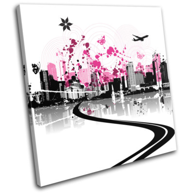Abstract Floral Vector City SINGLE Leinwand Kunst Bild drucken