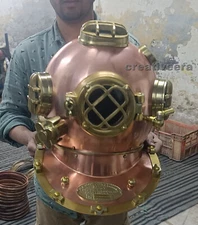 Solid Brass Antique Copper US Navy Mark V Full size Divers Scuba  Diving Helmet