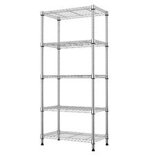 14*24*63" Storage Rack Metal 5 Tier Wire Kitchen Shelf Organizer 1250 lbs Silver