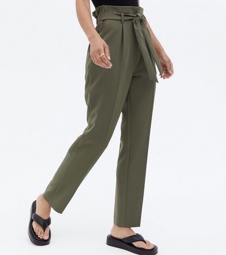 New Look Women's Elasticated Tie Waist Army Green Khaki Cargo Dress Pants  Size L | eBay