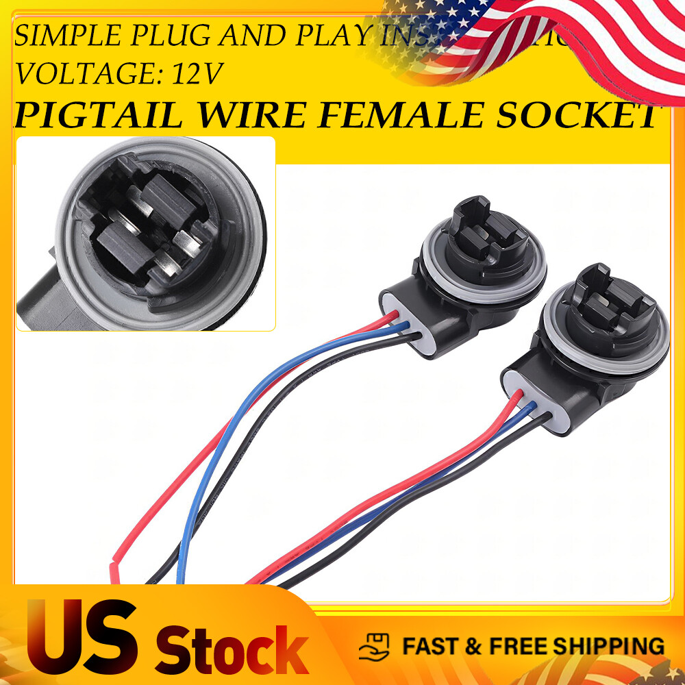2PCS 3157 3156 Socket Harness Wire Connectors for Turn Signal Lights