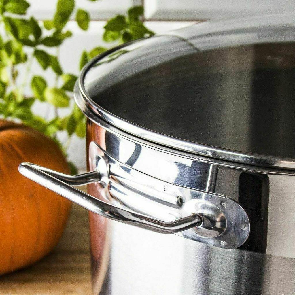 Cooking Stock Pot Large 9 Litre Stainless Steel Glass Lid Induction