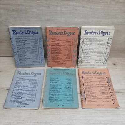 Readers Digest Magazine Articles Of Lasting Interest 5 Books Of 1941 & 1 Of 1942