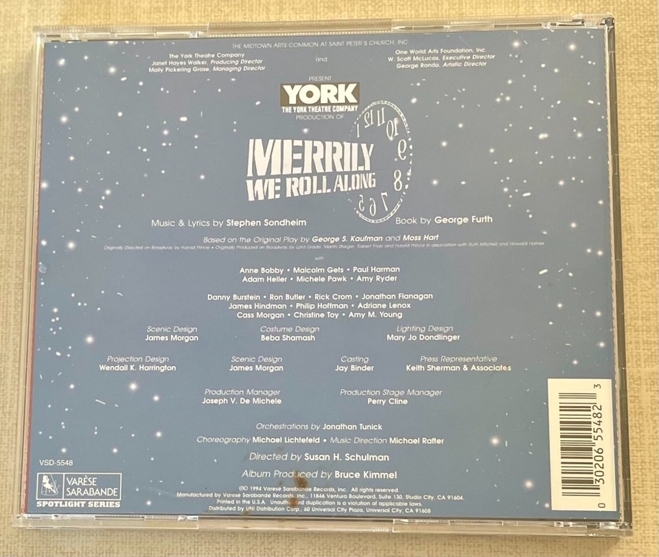 Merrily We Roll Along CD 1994 The York Theatre Company Stephen Sondheim eBay