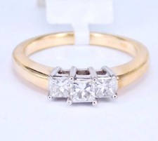 PRINCESS-CUT COLLECTION THREE STONE DIAMOND ENGAGEMENT RING 14K YELLOW GOLD