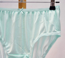 Vtg Slippery Light Green Silky Nylon Panty Sheer Sissy Bikini Sz.7-8 Hip 38-42"