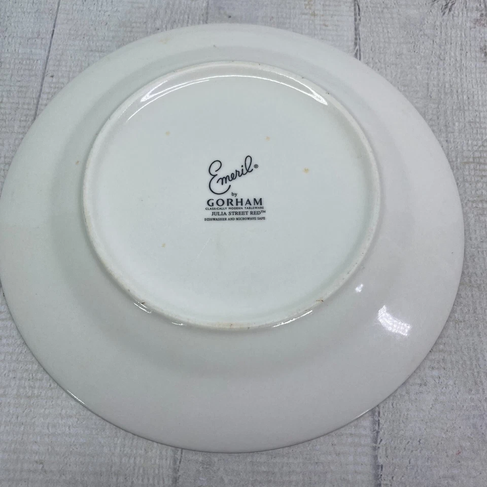 Juego de 4 platos de ensalada de gres bloques banda roja Lagassee Gorham Emeril JULIA STREET Lagassee Foto 3 de 4