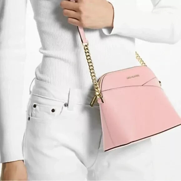 Michael Kors Medium Dome Crossbody Pink Leather Bag 35F1GTVC6T
