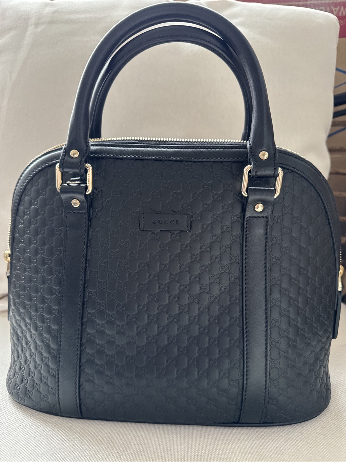 Gucci GG Guccissima Dome Satchel Shoulder Bag In Black image 3