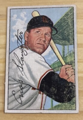 1952 Bowman Enos Slaughter MLB HOF #232 RARE Hi # - St. Louis Cardinals Baseball