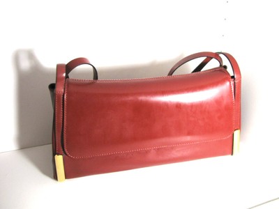 Damen Umhängetasche Echtleder Metall Gold Bordeaux 34 x 16 x 12 cm