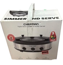 NEW Chefman Triple Slow Cooker Buffet Server