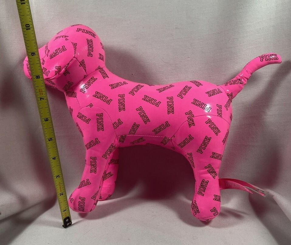 VICTORIA SECRET LIMITED EDITION NEON PINK FAUX LEATHER DOG PLUSH