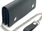 Genuine Leather Men's Biker's Long Wallet Trucker Motorcycle Trucker Steel Chain