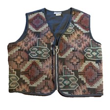 Vintage Roper Vest Womens XL Tapestry Western Aztec Made In USA Arrowhead Pull