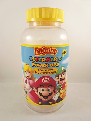 Super Mario Power Ups Complete Multivitamin Lil Critters 2015 Empty Bottle