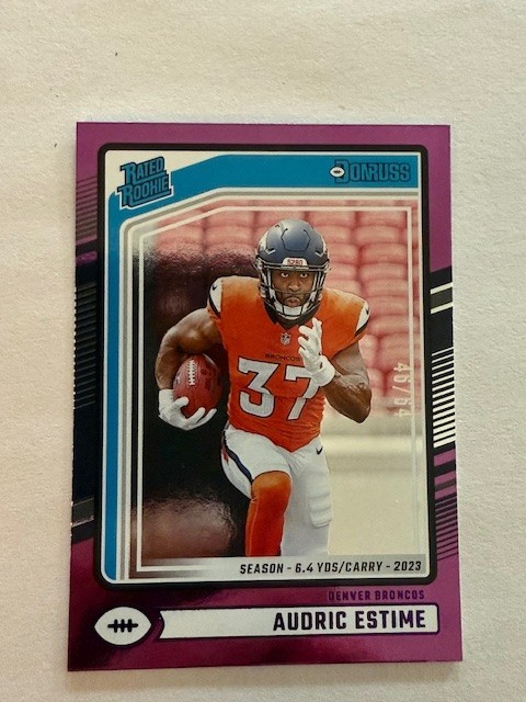 2024 Donruss Season Stat Line /64 Audric Estime RC Denver Broncos # 335