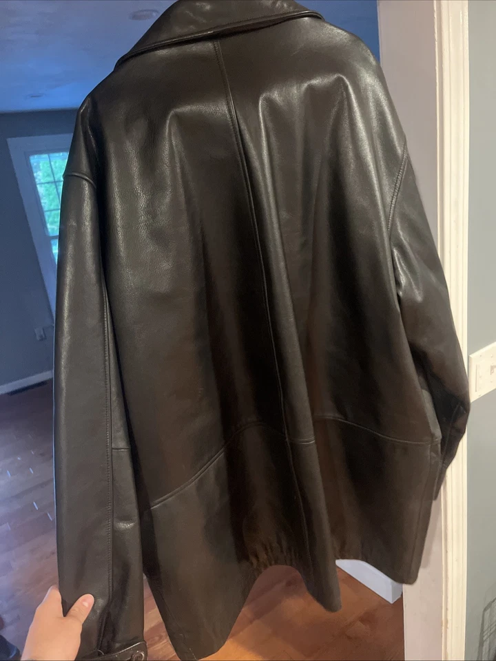 Abrigo de cuero negro genuino Timberland 2002 vintage 2XL. RN: 76382, ¡apenas usado! Foto 4 de 4