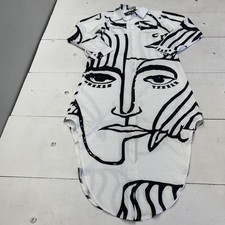 Fashion Nova Eyes On You Shirt Dress Womens L White Art Print Maxi Long Sleeve