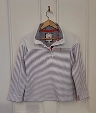 Joules Saunton Funnel Neck Sweatshirt White with Blue Stripes UK Size 10