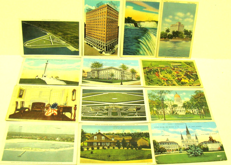 lot of 13 picture postcards 1936-37 scenes of America  group 1