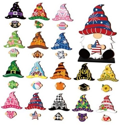 Pcs Interchangeable Wooden Gnome Decor Summer 4th of July Patriotic 34 Stylish