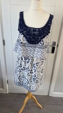 Julipa Blue White Crochet Lace Dress UK 12 M Summer Boho Beach B34