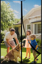 Magnetic Screen Door Mesh Keep Bugs Out Heavy-Duty Mesh 39 x 82in Black