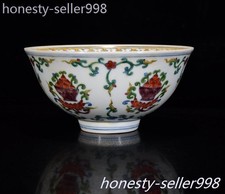 6"China Ming Dynasty wucai Porcelain Dynasty palace Tea cup Bowl Bowls Statue