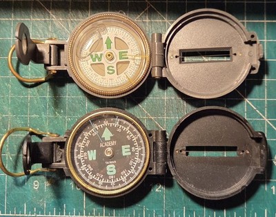 Coleman Engineer Lensatic Compass Easy to Read Directional Hiking Black Gold
