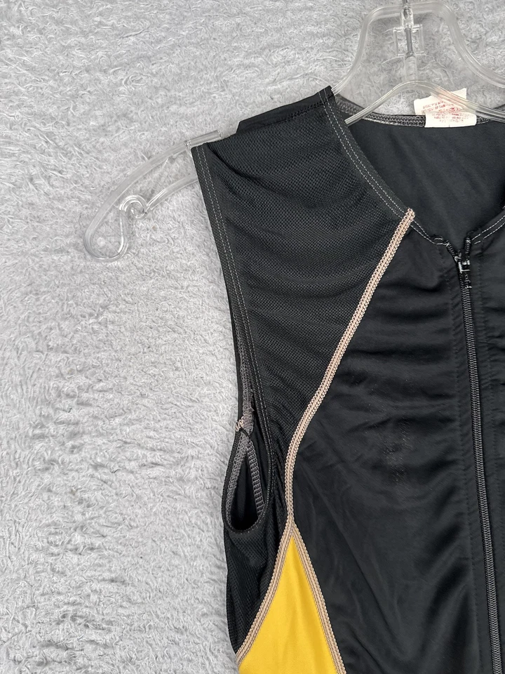 Traje de triatlón TYR para hombre pequeño negro gris amarillo sin mangas cremallera frontal gamuza Foto 3 de 4