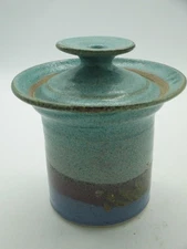 Beautiful Hand Made, Studio Pottery, Stoneware, Turquoise Canister with Lid