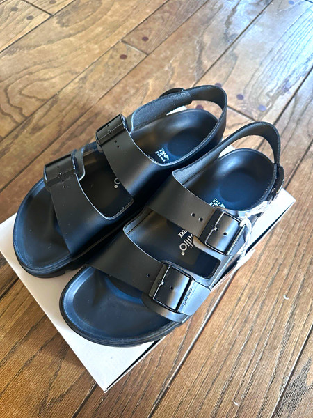 Milano Chunky Papillio by Birkenstock Black Leather Platform Sandals US 10 EU41