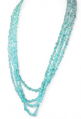 Lot Of 3 Sky Apatite Natural Cut Beaded Gemstone Necklaces For Layering 