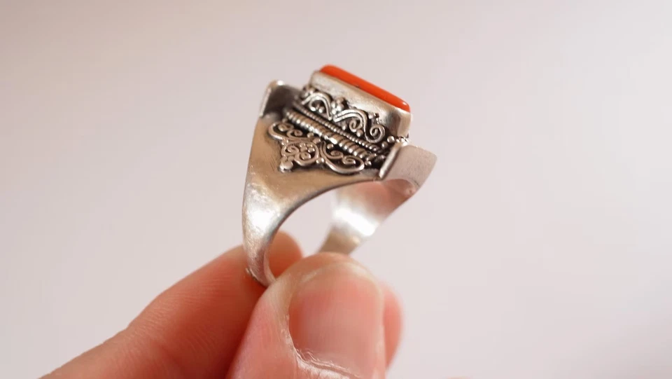 Natural Red Coral Ring 925 Sterling Silver Gemstone Ring Women Ring Wedding Ring - Image 4 of 4