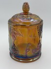 Vintage Indiana 7" Harvest Grape Canister Marigold Carnival Glass Jar & Lid  — photo 5
