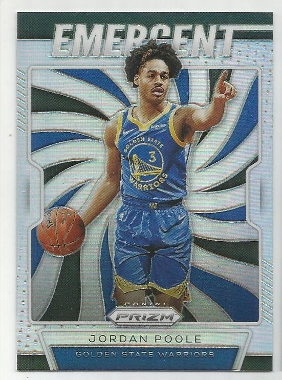 2019-20 Panini Prizm Emergent Silver Jordan Poole Card #4 Warriors Rookie RC