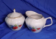 JRIS CLUJ NAPOCA Cream Pitcher & Lidded Sugar Bowl Made in Romania Vintage