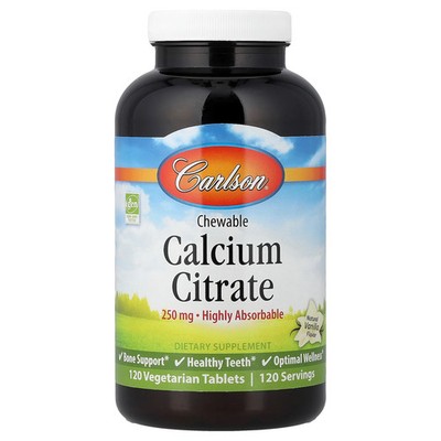 Chewable Calcium Citrate, Natural Vanilla, 250 mg, 120 Vegetarian Tablets