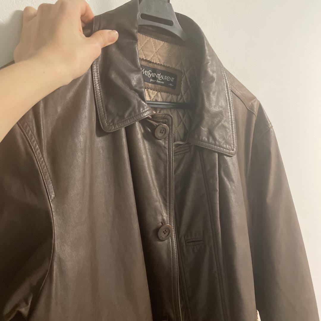 Yves Saint Laurent pour homme 95 Giacca di pelle marrone