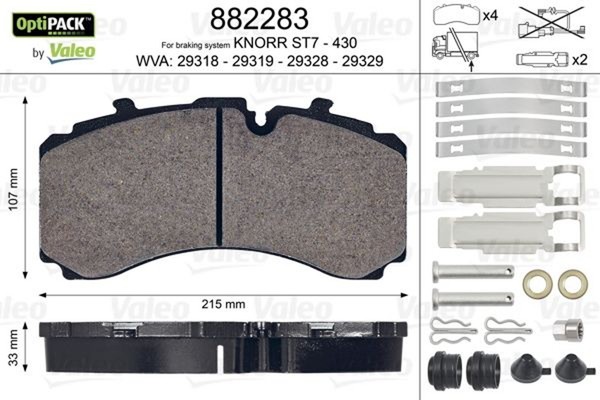 Bremsbelagsatz, Scheibenbremse Optipack Valeo 882283-image