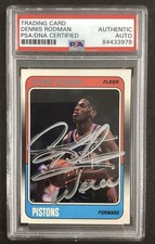 Dennis Rodman Signed 1988 Fleer #43 Rookie Card Pistons Autograph HOF PSA/DNA. rookie card picture