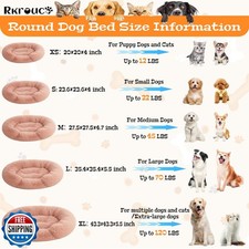 Rkrouco Fluffy Dog Bed Calming Donut Beds for Large Dogs Warming Round Small ...