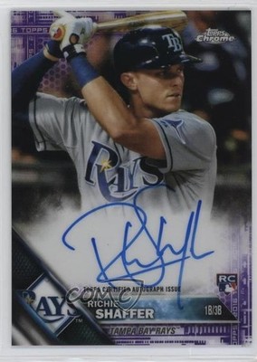 2016 Topps Chrome Rookie Purple Refractor 77/250 Richie Shaffer Auto RC c6h
