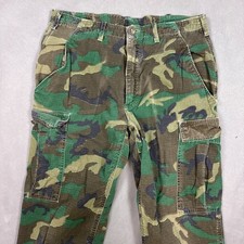 Vintage Camo Pants Mens 30x27 Camo Cargo Ripstop Hunt Military Repaired Thrashed
