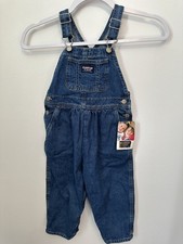 Oshkosh B  gosh Vintage Bubble Denim Overalls 3T Vestback Pre-2003 Pink Logo