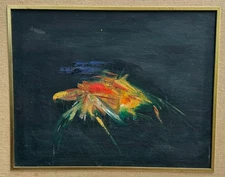 Vintage MCM Abstract Multi-Color Painting Mid Century Modern Art Carroll 1960s