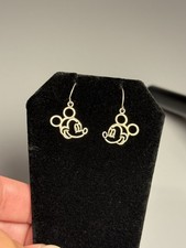 Mickey Mouse Earrings Van Dell SS Signed Disney Open Head Pierced Earrings