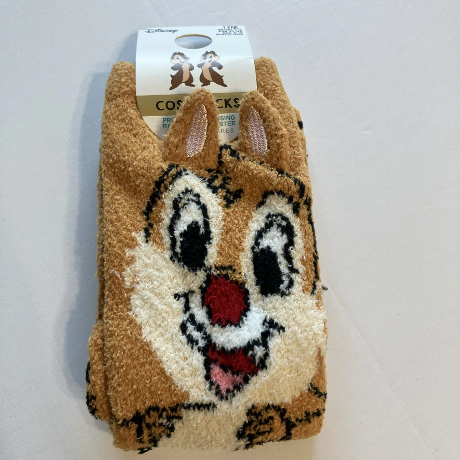 Primark Chip and Dale Cozy Socks Disney US 6-10 Chipmunk Brown Soft New