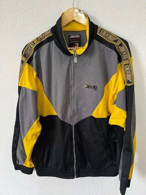 Brooks Running Basic Apparel Mens XXL Grey Yellow Colourblock Track Jacket